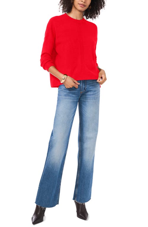 Shop Vince Camuto Cropped Crewneck Sweater In Luminous Red