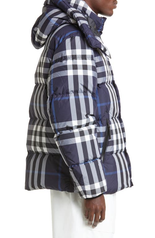 Shop Burberry Larrick Quilted Check Jacket In White/blue Check