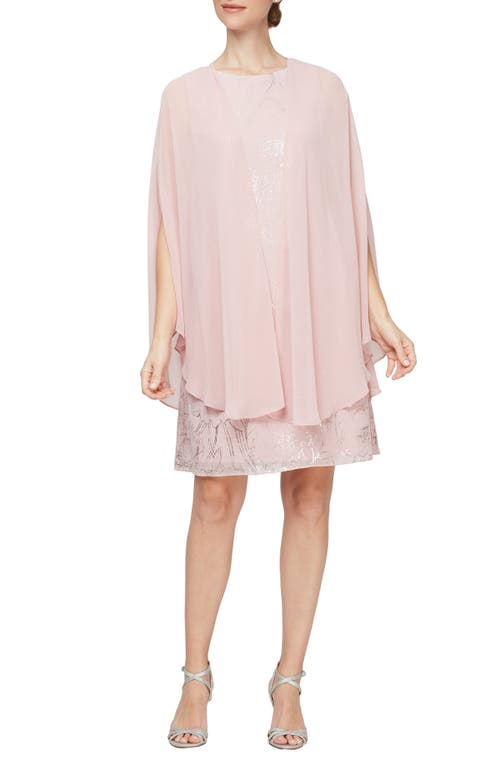 Shop Sl Fashions Foil Floral Print Sheath Dress In Faded Rose