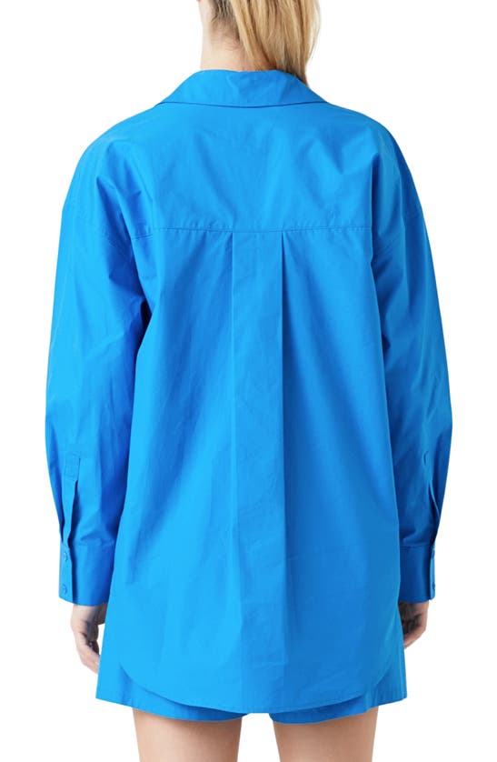 Grey Lab Oversize Cotton Button-up Shirt In Blue