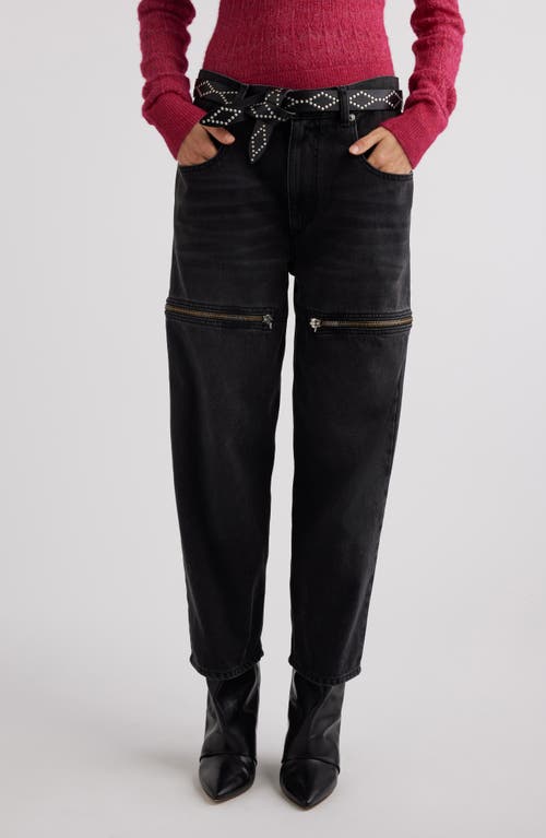 Shop Isabel Marant Étoile Salia Zip Vent Barrel Jeans In Faded Black