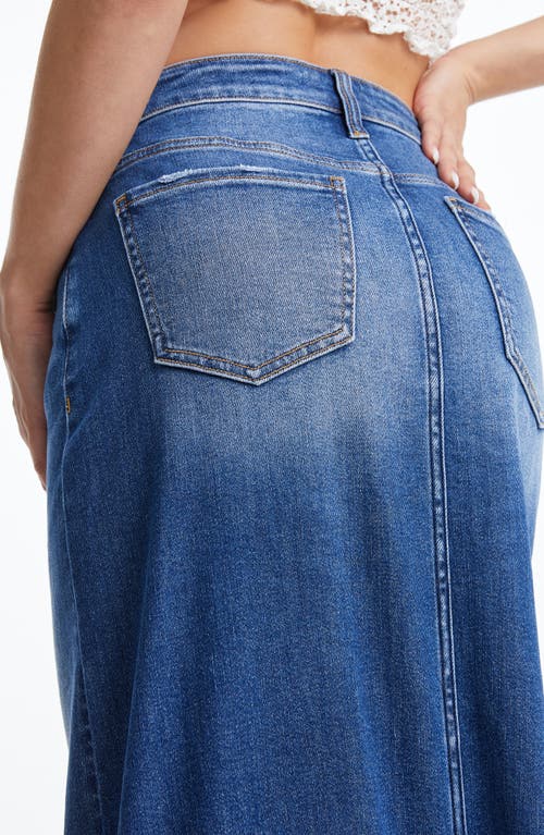 BAYEAS BAYEAS RAW HEM DENIM MIDI SKIRT