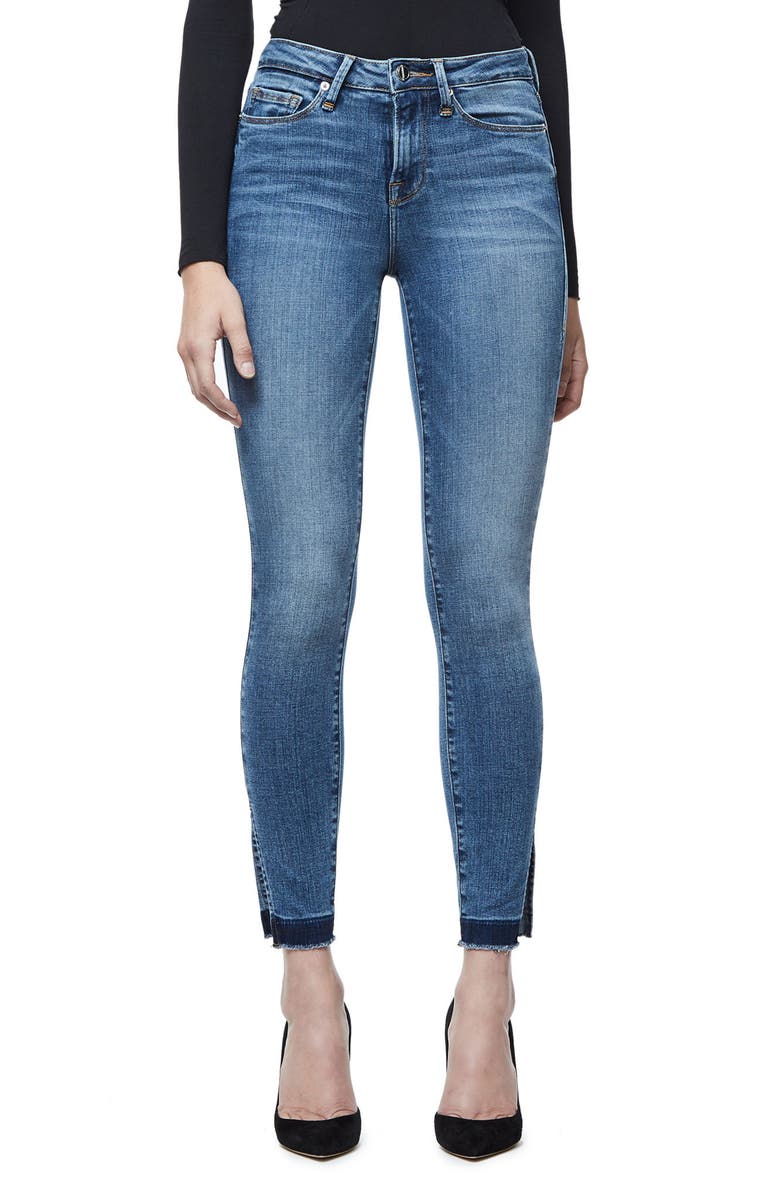 Good American Good Legs High Rise Split Hem Crop Skinny Jeans (Blue 061 ...