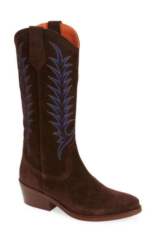 Goldie Embroidered Cowboy Boot in Ebony