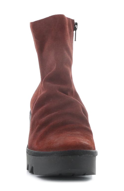 Shop Fly London Baan Platform Wedge Bootie In 002 Oxblood Oil Suede