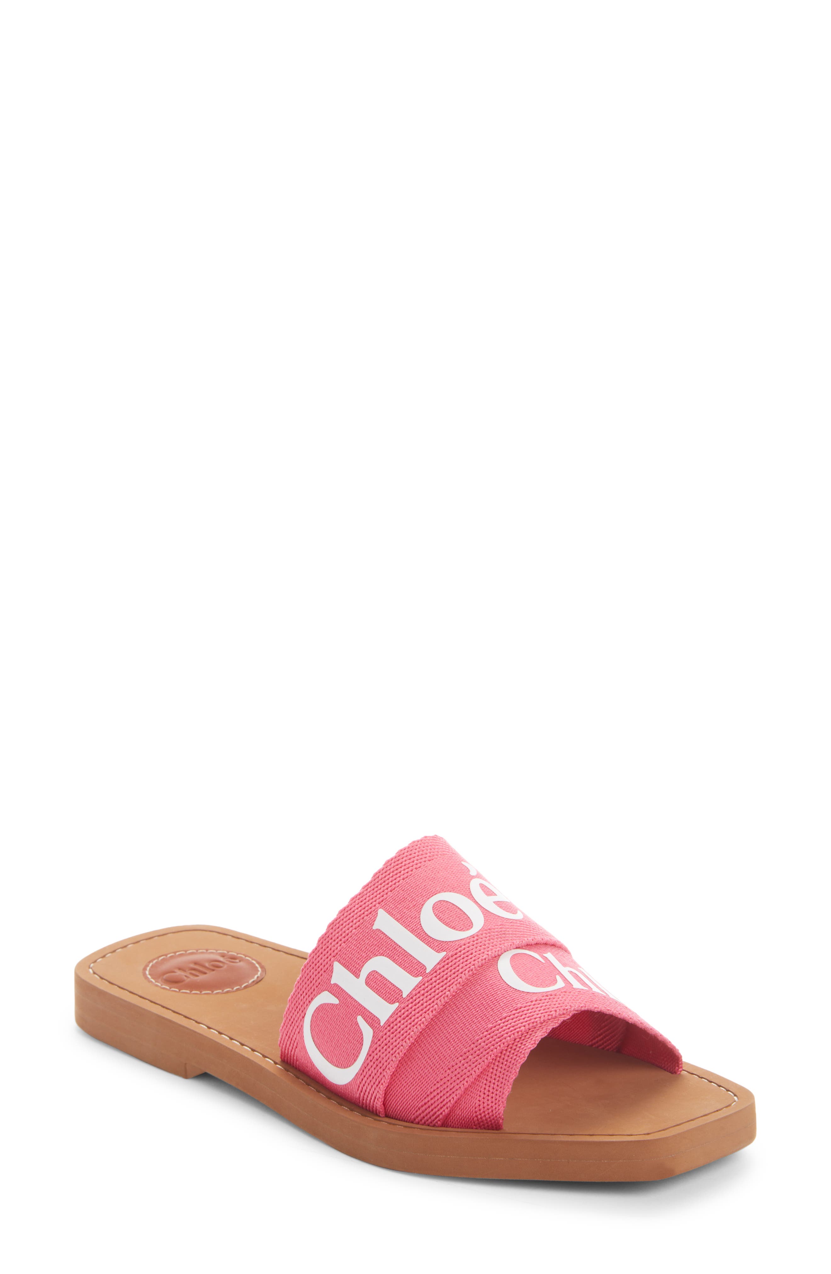 Chloe Logo Slide Sandal in Pink