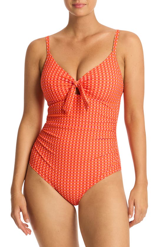 Sea Level Checkmate Underwire Dd- & E-cup One-piece Swimsuit In Red