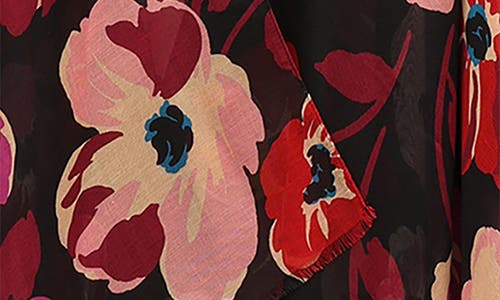 Kate Spade New York Fall Poppies Silk Ruana In Black