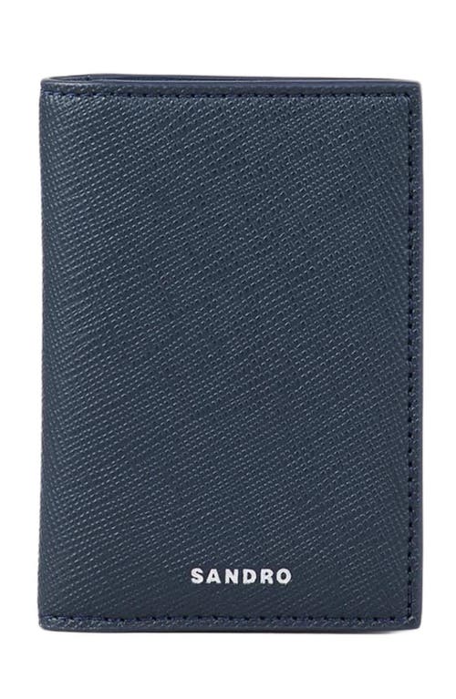 Shop Sandro Leather Wallet In Midnight Blue