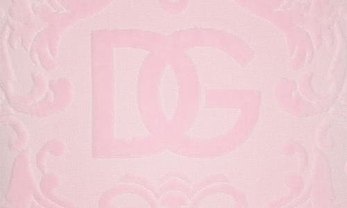 Shop Dolce & Gabbana Dolce&gabbana Dg Logo Cotton Terry Cloth Outdoor Accent Pillow In Pink