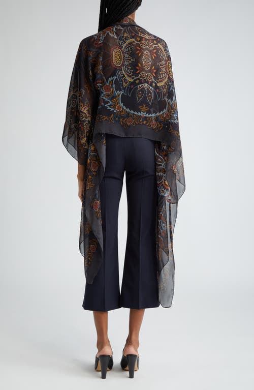 Shop Etro Paisley Sheer Silk Ruana In Print Black