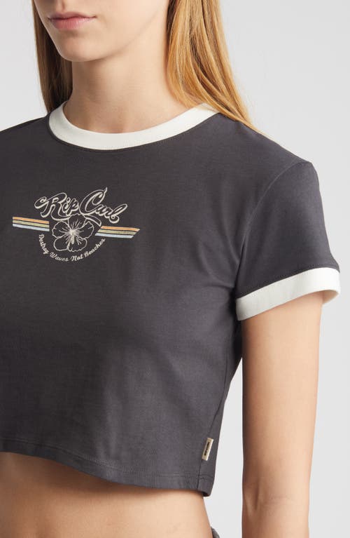Rip Curl Archive Cotton Ringer Graphic Baby Tee In Washed Black