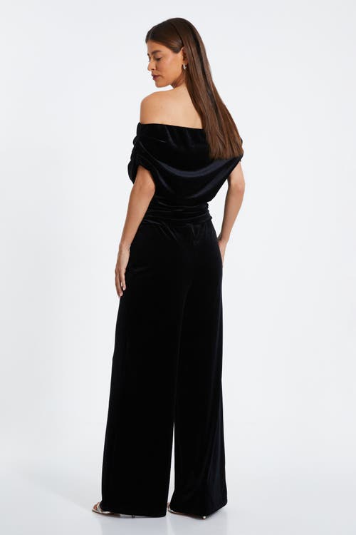 QUIZ QUIZ BARDOT VELVET JUMPSUIT 