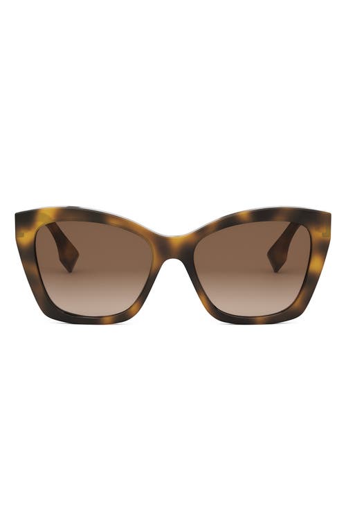 Shop Fendi ' Lettering 55mm Gradient Square Sunglasses In Blonde Havana/gradient Brown