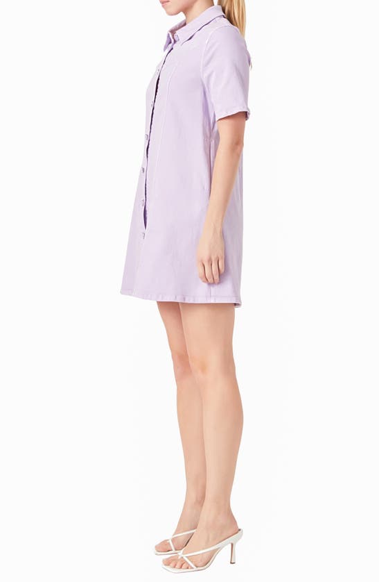 English Factory Washed Denim Minidress In Lilac