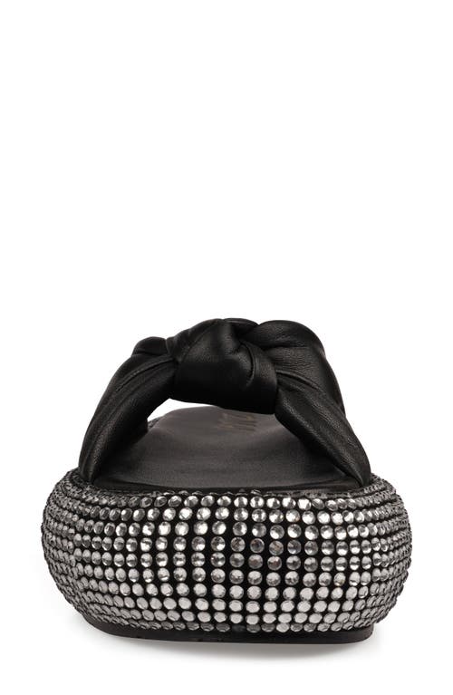 Zigi Sabella Rhinestone Platform Slide Sandal In Blk Leathe