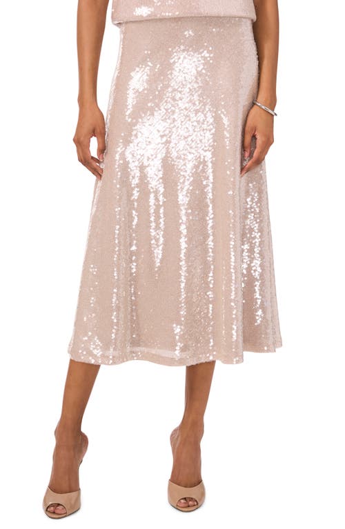 Shop Vince Camuto Sequin Bias Cut Midi Skirt In Rose Gold