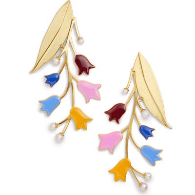 Tory Burch Bellflower Imitation Pearl Statement Earrings