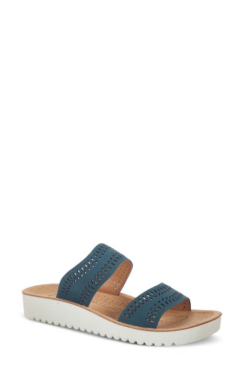 Flexus By Spring Step Bayshore Crystal Cutout Slide Sandal In Blue