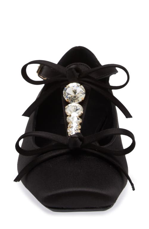Giambattista Valli Rhinestone T-strap Satin Ballet Flat In Black/crystal 9100