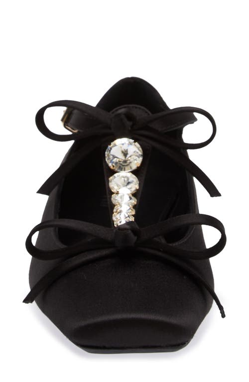 Shop Giambattista Valli Rhinestone T-strap Satin Ballet Flat In Black/crystal 9100