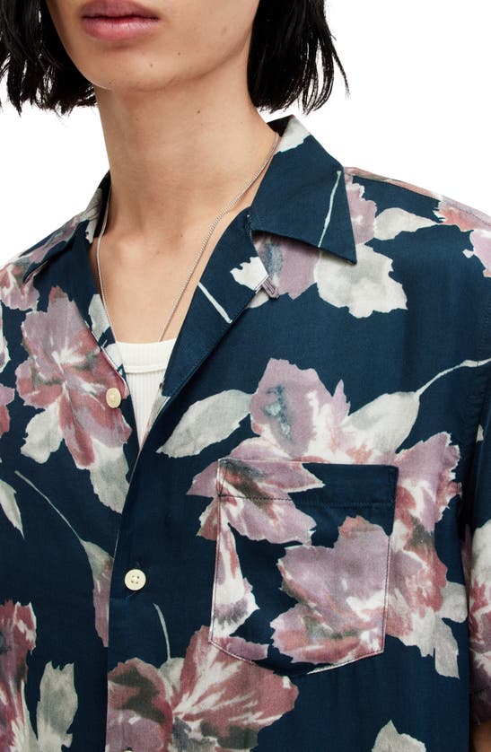 Shop Allsaints Zinnia Short Sleeve Button-up Shirt In Admiral Blue