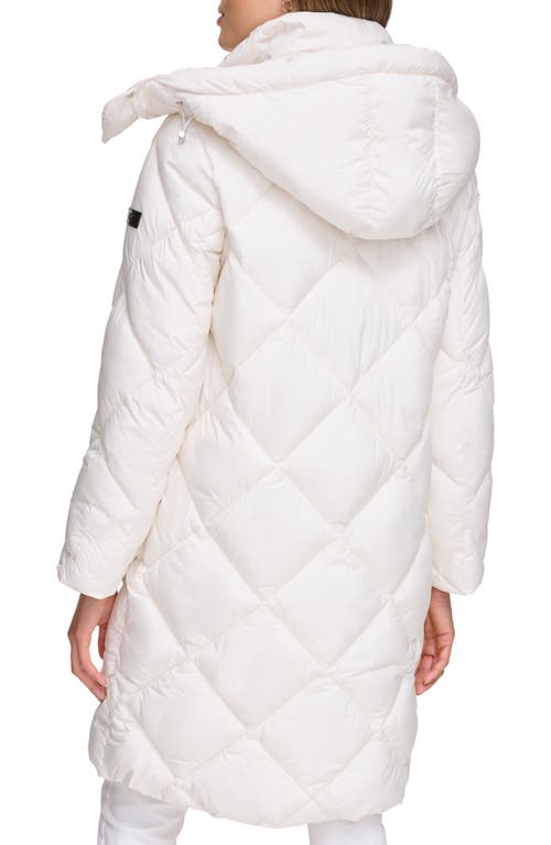 Dkny Women's Diamond Quilted & Hooded Puffer Coat In Pearl