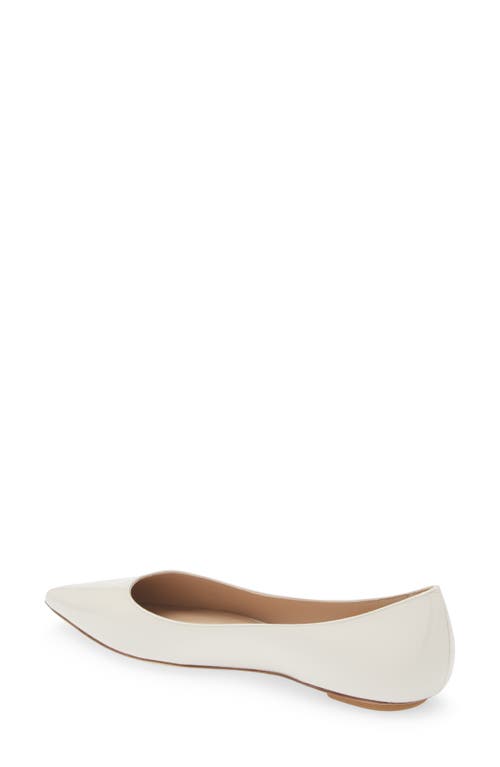 Stuart Weitzman Emilia Pointed Toe Flat In Cream Patent