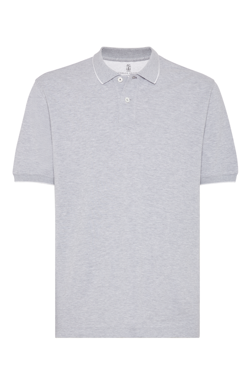 Shop Brunello Cucinelli Piqué Polo Shirt In Grey