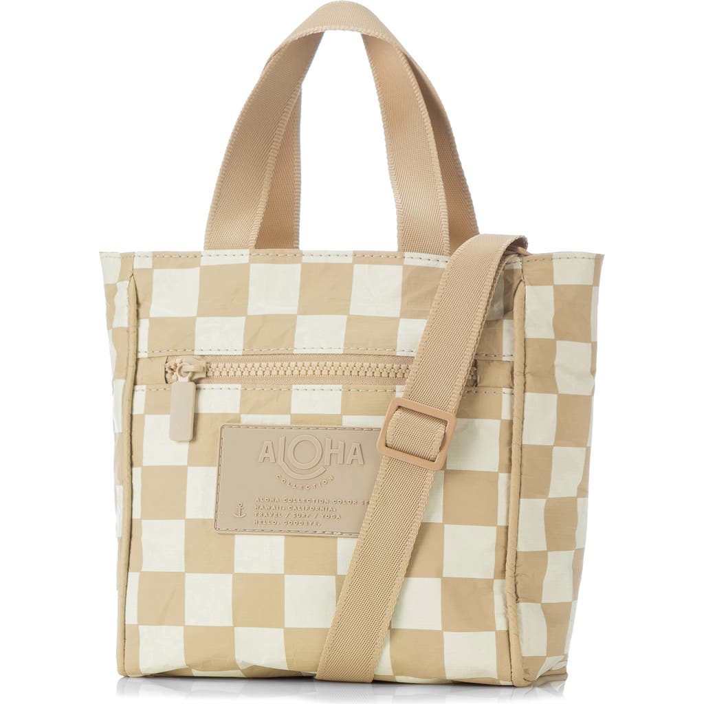 Aloha Collection Checkmate Water Resistant Tyvek® Crossbody Tote in Creme/Dune