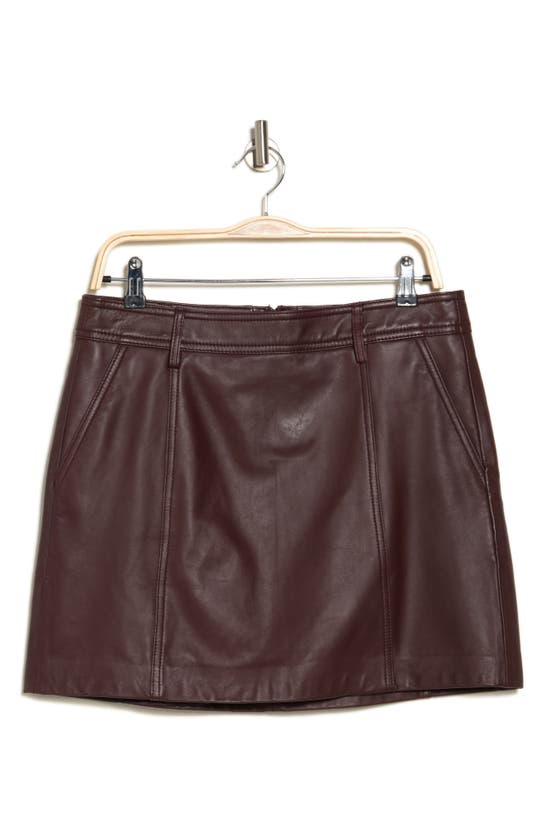 Reiss Eliza Leather Miniskirt In Berry