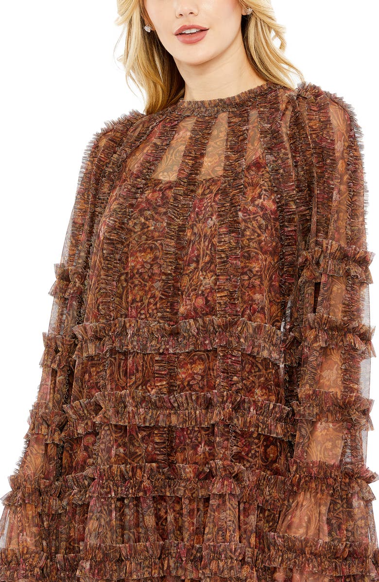 Mac Duggal Floral Bell Sleeve Ruffle Tulle Minidress | Nordstrom