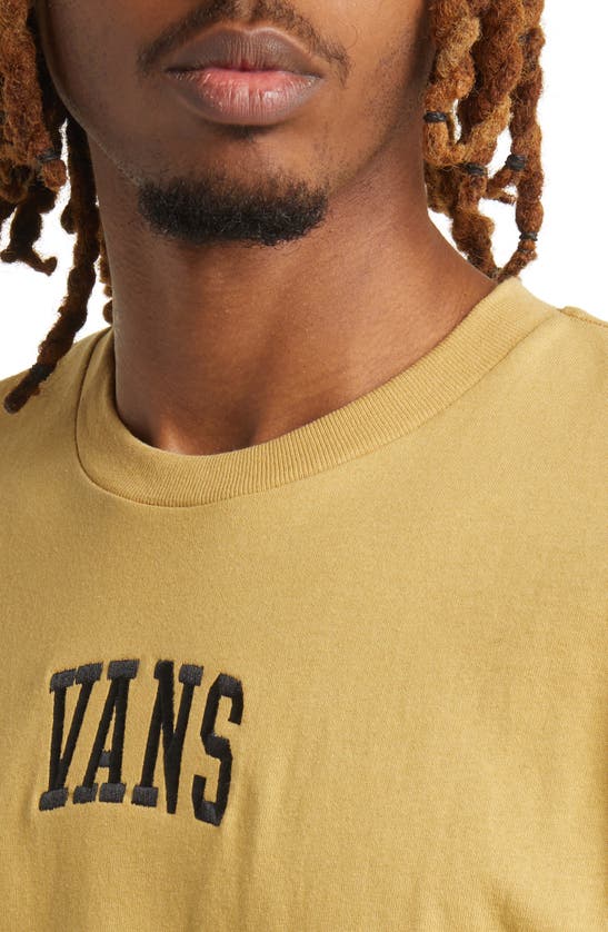 Shop Vans Arched Logo Oversize Embroidered Cotton T-shirt In Antelope