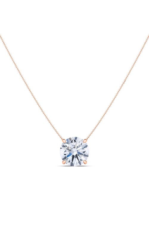 Round Brilliant Lab Created Diamond Pendant Necklace in 18K Rose Gold