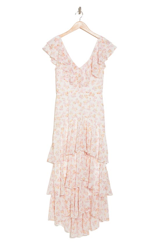 Wayf Floral Tiered Ruffle Dress In Mauve Ditsy