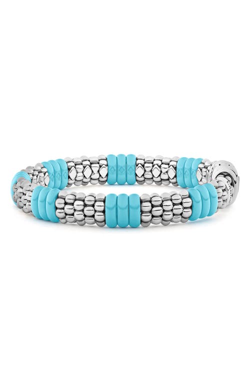 Shop Lagos Blue Caviar Ceramic Rope Bracelet In Silver/blue