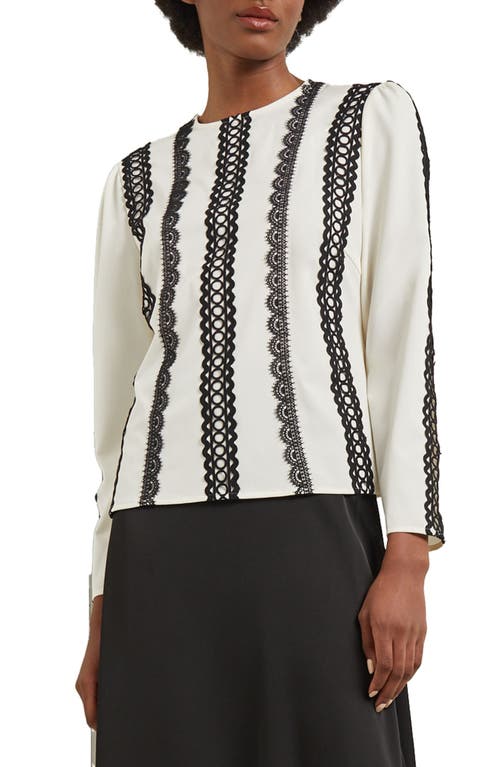 Shop Misook Lace Appliqué Top In New Ivory/black