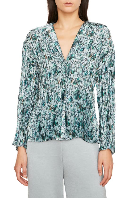 VINCE BERRY BLOOMS PLEATED BLOUSE