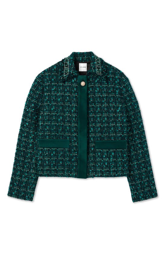 Shop St John St. John Evening Metallic Tweed & Twill Jacket In Spruce Multi