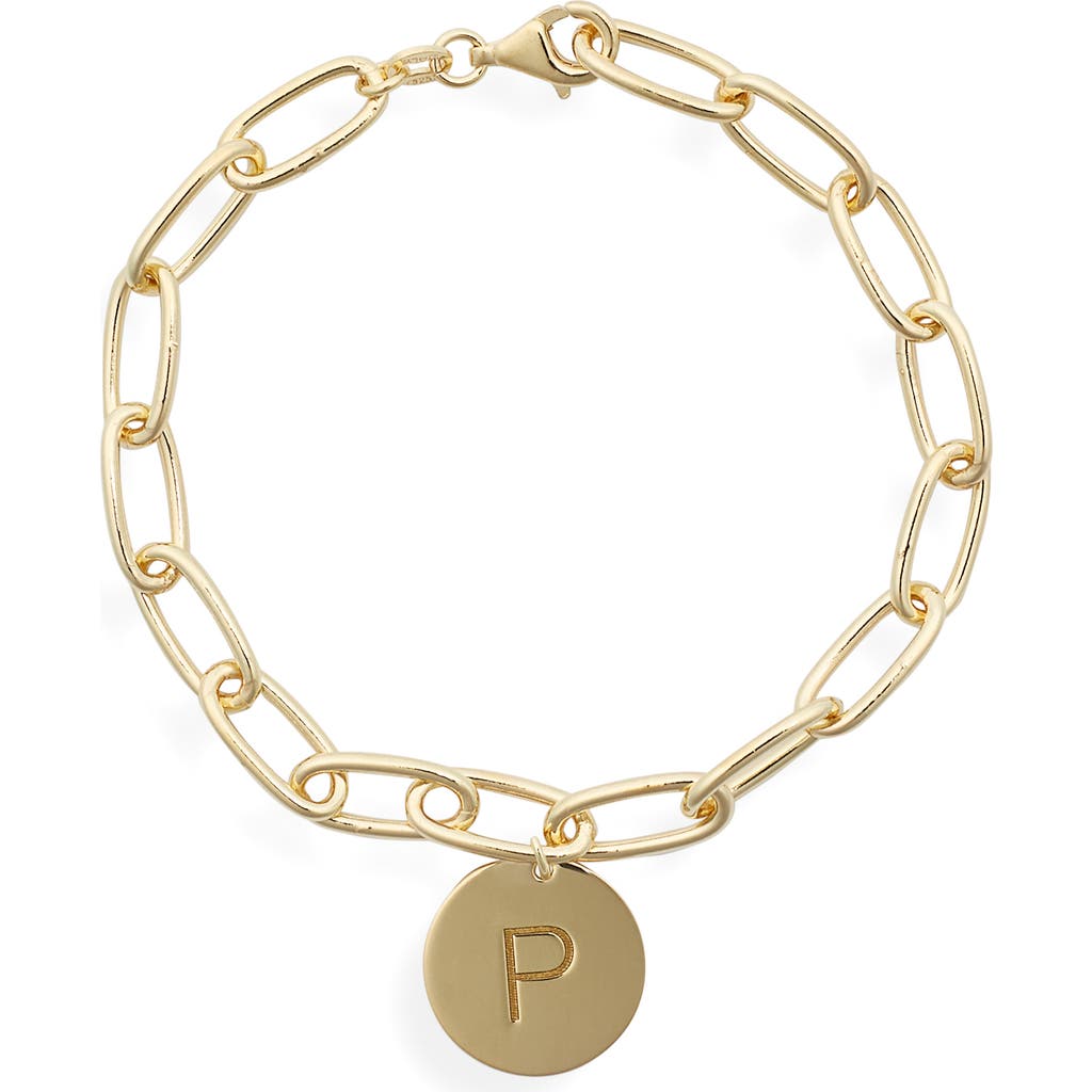 Meshmerise Initial Disc Charm Bracelet In Yellow-p