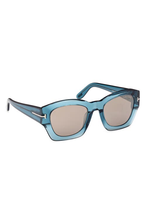 Shop Tom Ford Guilliana 52mm Geometric Sunglasses In Shiny Aqua/roviex Mirror