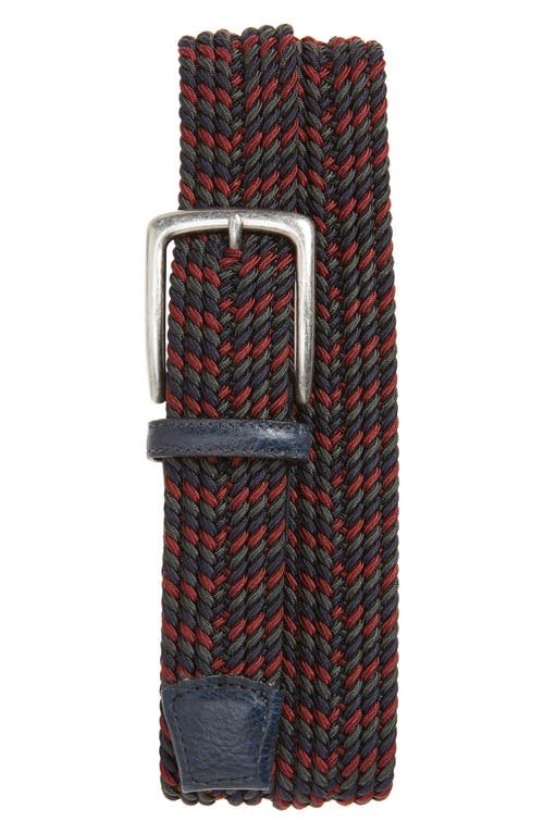 Woven Belt in Navy/Burgundy/Grey