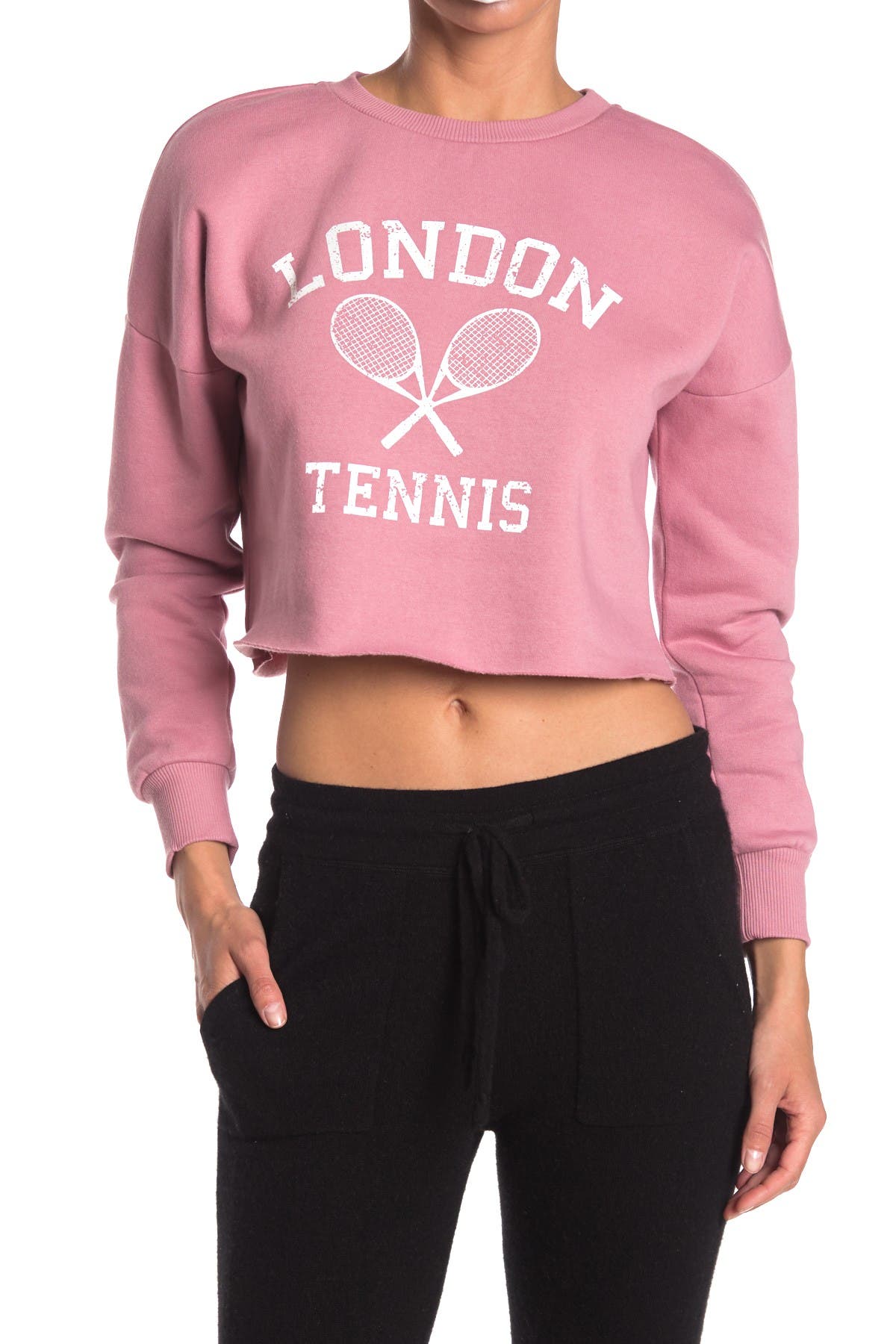 Abound Cropped Graphic Pullover Sweatshirt In Medium Pink1