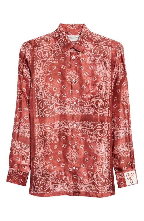 Golden Goose Journey Paisley Print Button-Up Shirt in Red