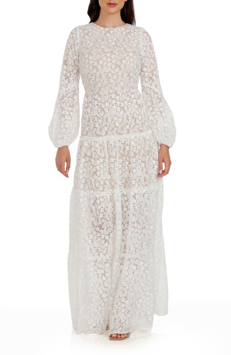 Lyra Semisheer Long Sleeve Gown