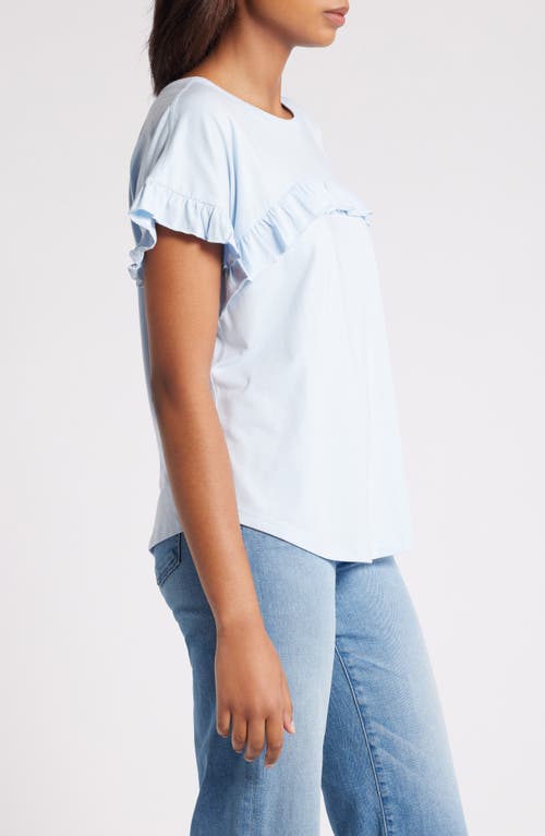 Shop Caslonr Caslon(r) Ruffle Trim Top In Blue Skyway