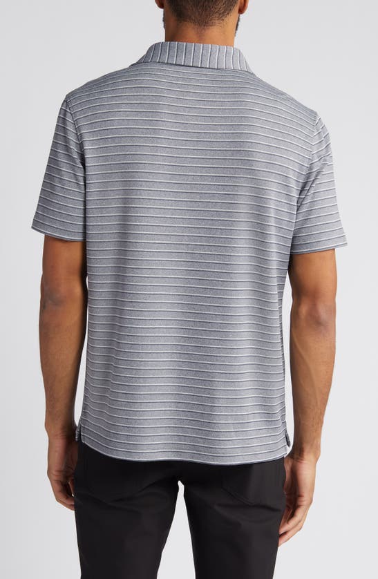 Shop Scott Barber Track Stripe Tech Polo Shirt In Grey Heather