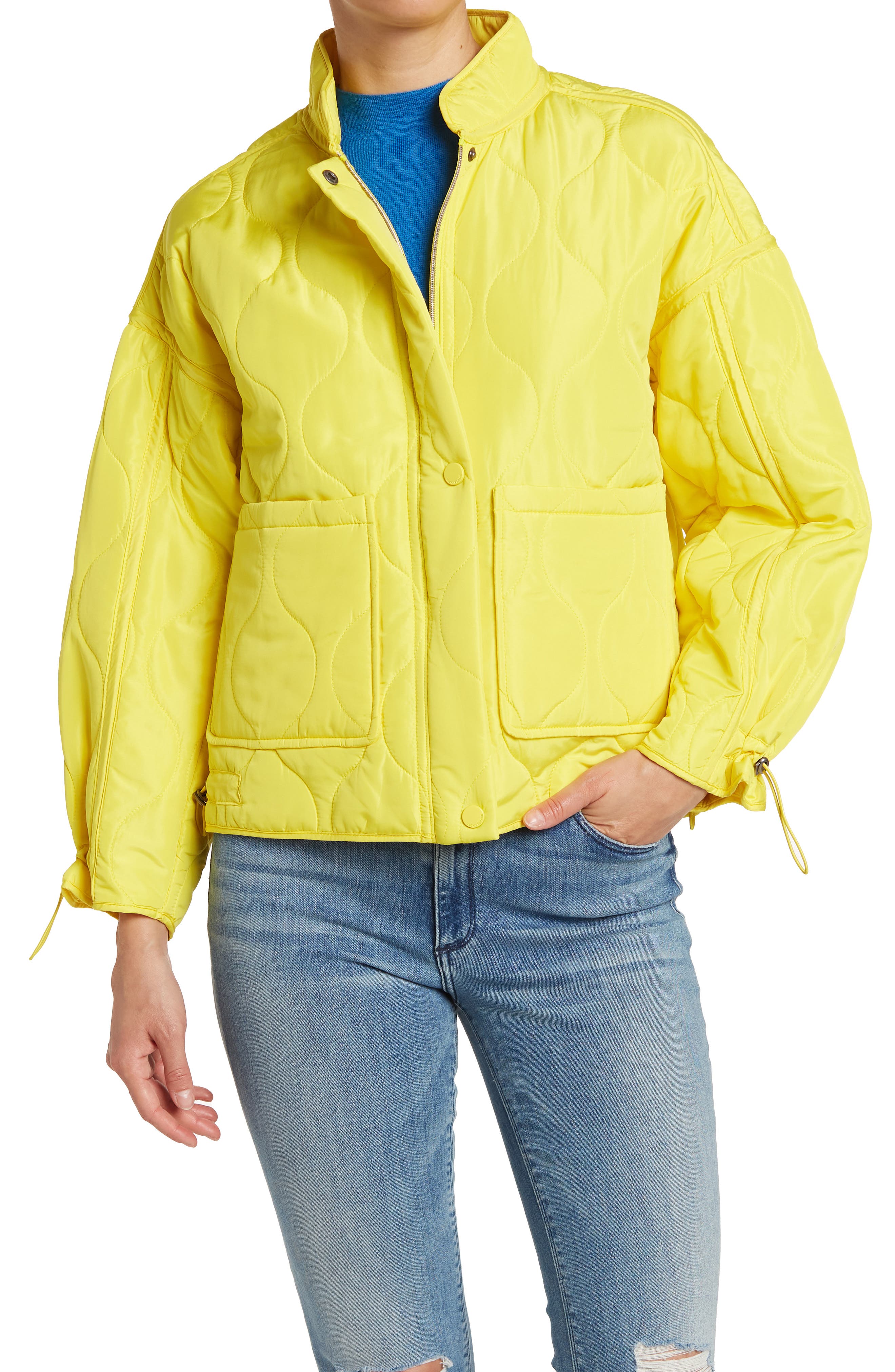 yellow puffer jacket women's