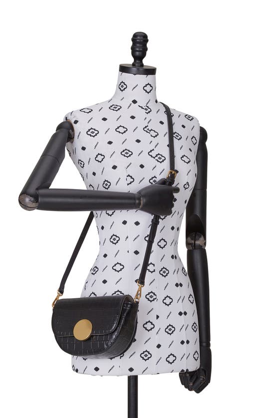 Oryany Lottie Saddle Moc-croc Crossbody Bag In Black