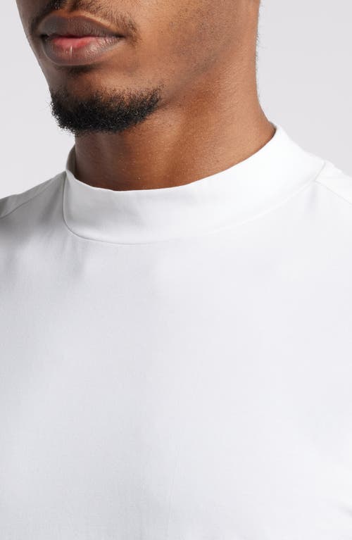 Shop Open Edit Long Sleeve Mock Neck Shirt In White